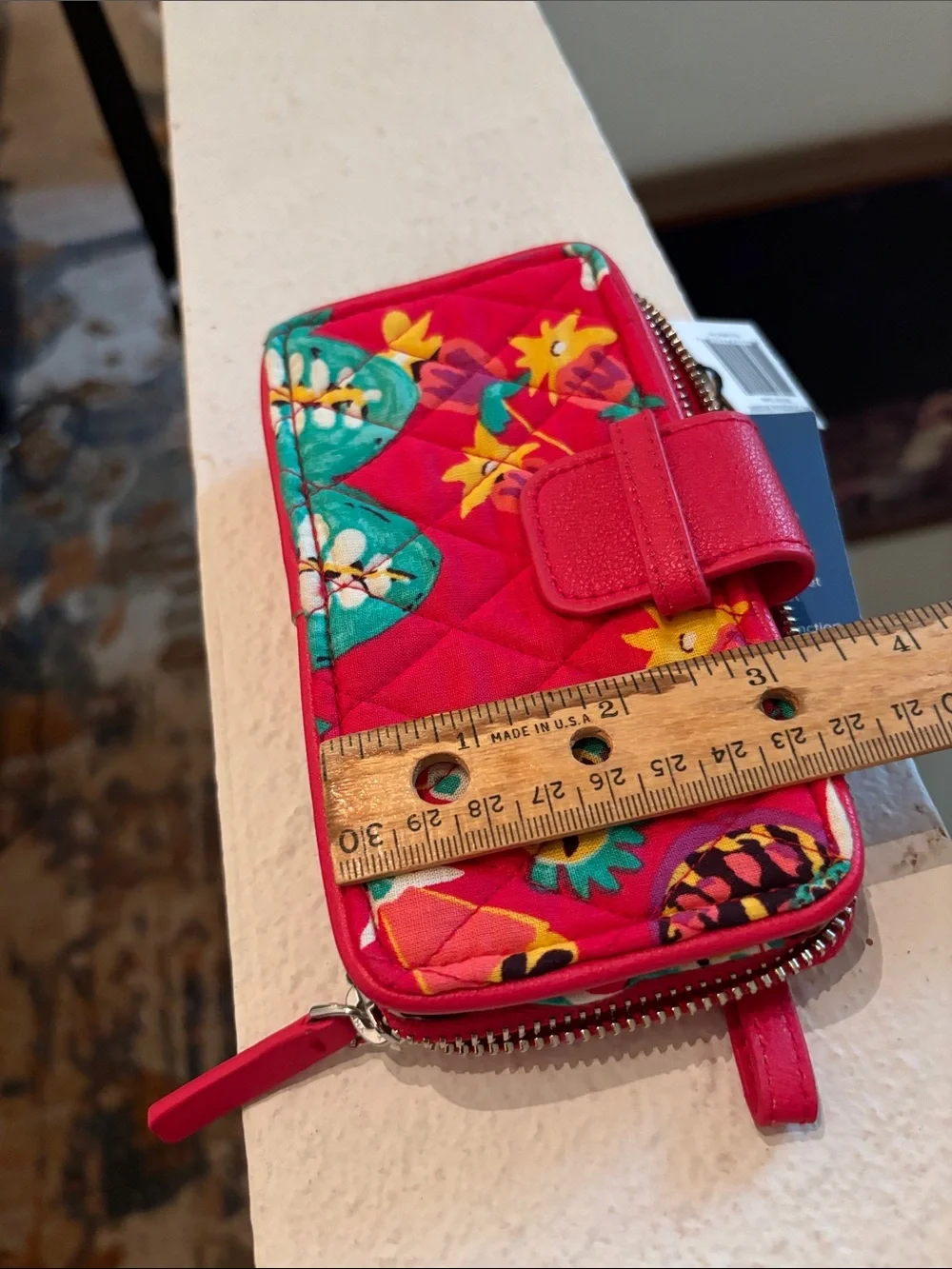 Vera Bradley Quilted Floral Wristlet in Hot Pink & Yellow